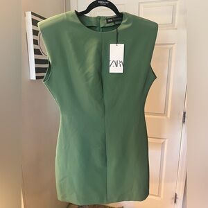 Zara Sleeveless Green Mini Dress